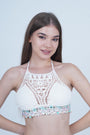 AXTZH Boho-Inspired Crochet Beachwear Crop Top for Women Perfect for Vacations and Poolside Looks X0169-WHITE7-BW1PBL