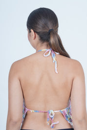 AXTZH Women’s Crochet-Inspired Sexy Beachwear Top with Delicate Detailing and Fringe Accents X0169-ASSTD2-BW1PBL