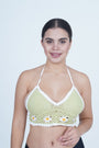 AXTZH Summer-Ready Crochet Beachwear for Women Featuring Daisy Detailing and Adjustable Neck Tie X0169-TGREEN-BW1PBL