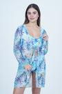 AXTZH 3-Piece Swimwear Set with Bikini, Matching Bottoms, and Sheer Hooded Cover-Up X1009-TGRPR-3PS