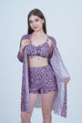 AXTZH Chic and Modern Swimwear Ensemble with Coordinated Pieces for Poolside and Beachwear X8859-PINPR-3PS