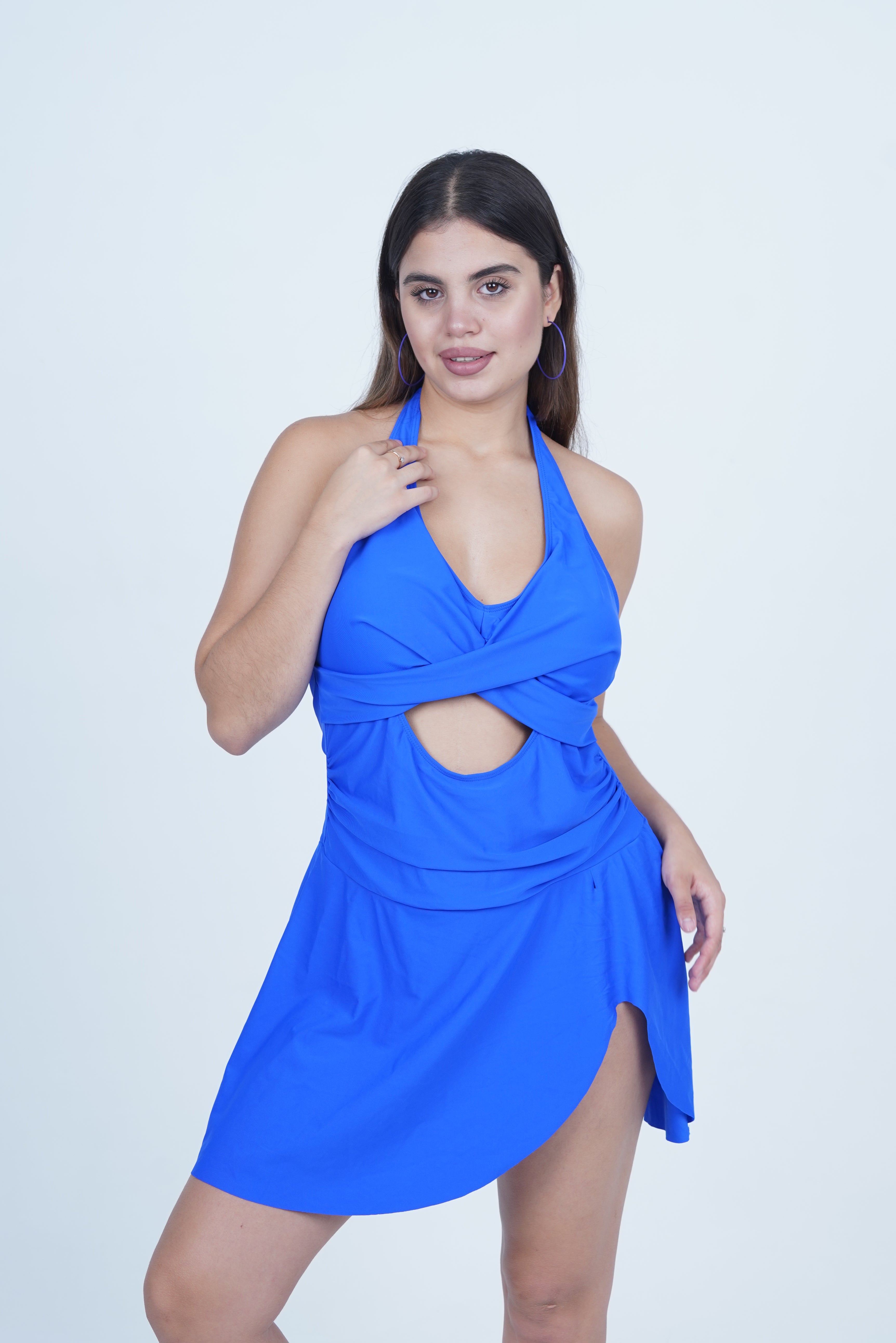 AXTZH Twist Cutout One-Piece Swimsuit X2501-RBLUE-1PF