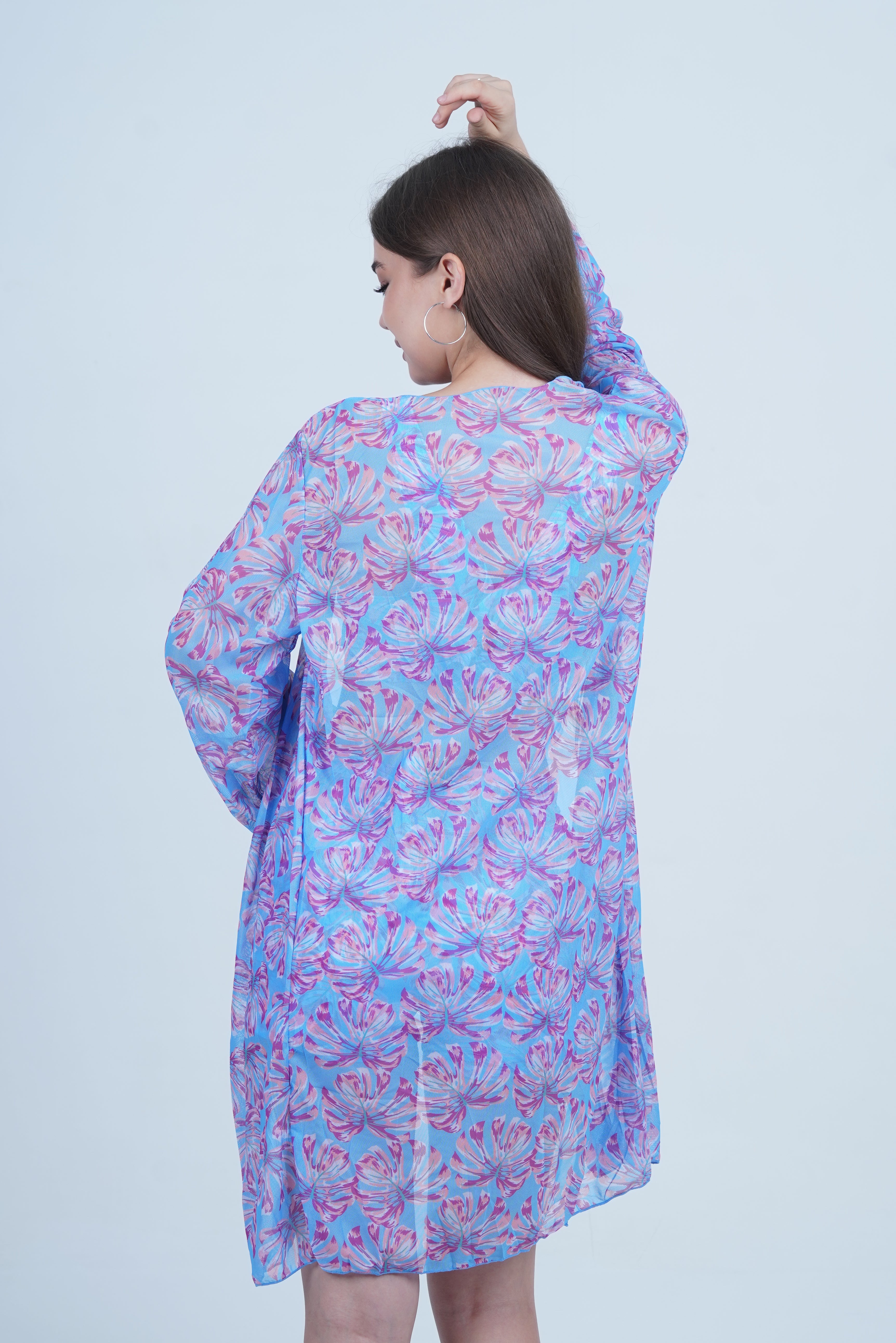 AXTZH Stylish 3-Piece Swimwear Set for Women with Coordinating Top, Shorts, and Breezy Cover-Up X0098-BLUPR-3PS