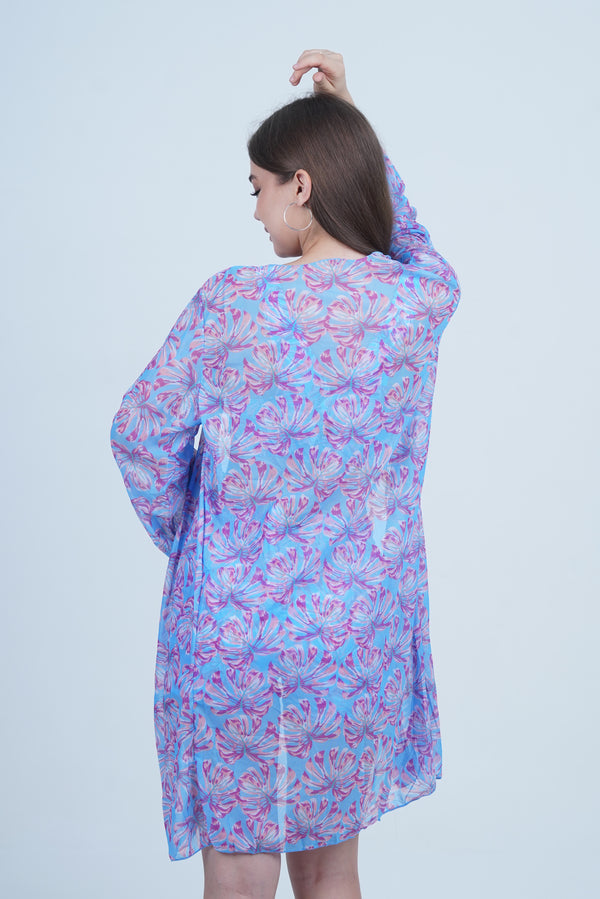 AXTZH Stylish 3-Piece Swimwear Set for Women with Coordinating Top, Shorts, and Breezy Cover-Up X0098-BLUPR-3PS