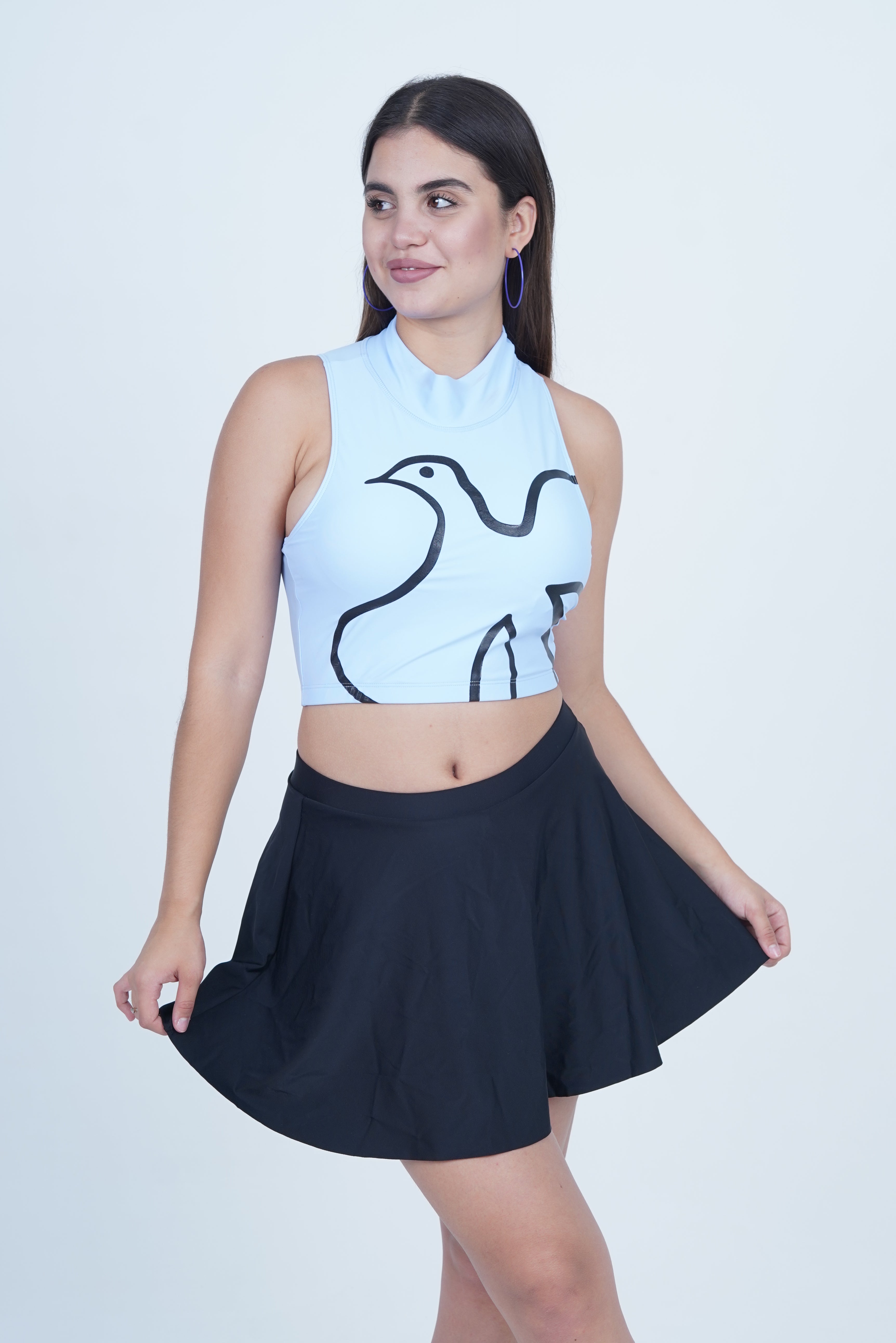 AXTZH Modern Curve Cut 2-Piece Swim Set X2357-BLUE-2PF