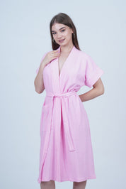 AXTZH Effortless and Sexy Towel Nightwear for Women with Adjustable Tie and Relaxed Fit XBROBEPRCOT-PINK