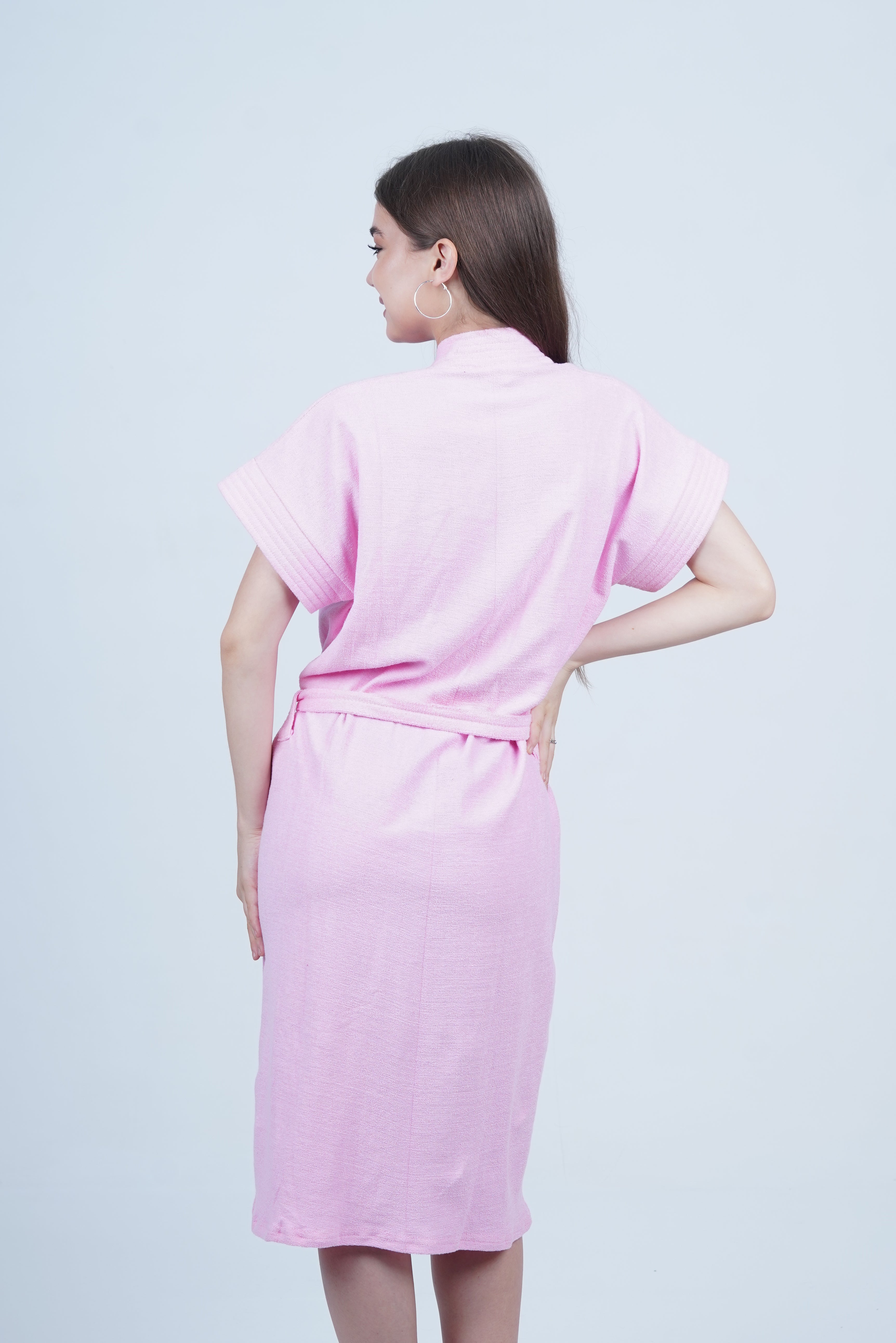 AXTZH Effortless and Sexy Towel Nightwear for Women with Adjustable Tie and Relaxed Fit XBROBEPRCOT-PINK