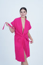 AXTZH Effortless and Sexy Towel Nightwear for Women with Adjustable Tie and Relaxed Fit XBROBEPRCOT-FUCHSIA