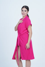 AXTZH Effortless and Sexy Towel Nightwear for Women with Adjustable Tie and Relaxed Fit XBROBEPRCOT-FUCHSIA