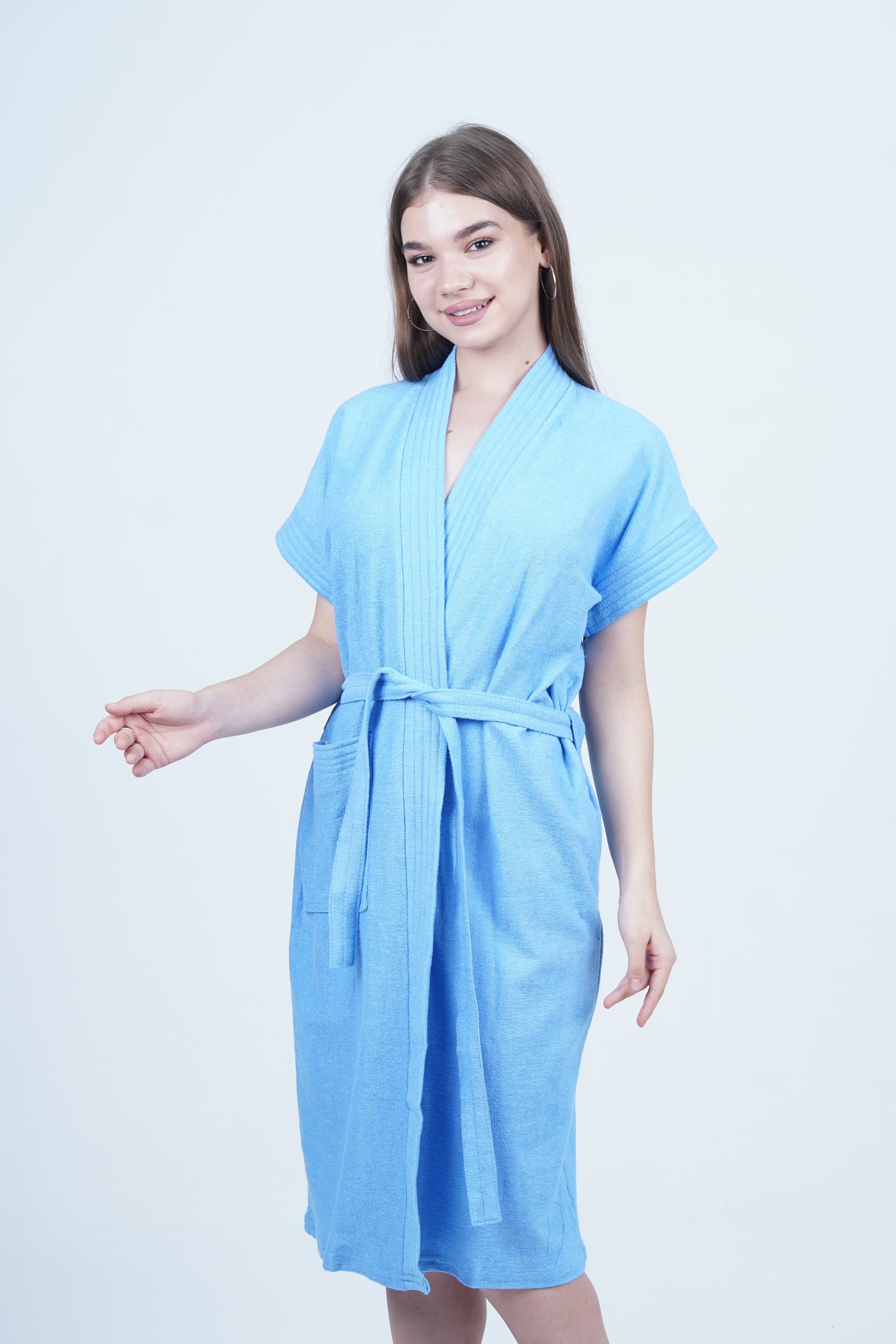 AXTZH Effortless and Sexy Towel Nightwear for Women with Adjustable Tie and Relaxed Fit XBROBEPRCOT-IRIS