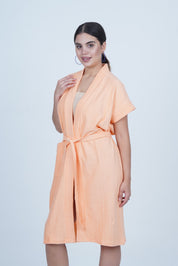 AXTZH Effortless and Sexy Towel Nightwear for Women with Adjustable Tie and Relaxed Fit XBROBEPRCOT-PEACH