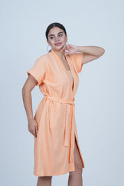AXTZH Effortless and Sexy Towel Nightwear for Women with Adjustable Tie and Relaxed Fit XBROBEPRCOT-PEACH