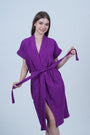 AXTZH Effortless and Sexy Towel Nightwear for Women with Adjustable Tie and Relaxed Fit XBROBEPRCOT-DPURPLE