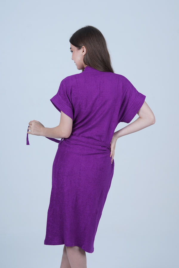 AXTZH Effortless and Sexy Towel Nightwear for Women with Adjustable Tie and Relaxed Fit XBROBEPRCOT-DPURPLE
