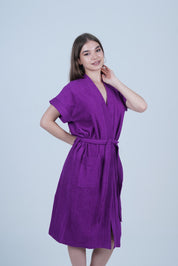 AXTZH Effortless and Sexy Towel Nightwear for Women with Adjustable Tie and Relaxed Fit XBROBEPRCOT-DPURPLE