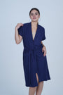AXTZH Effortless and Sexy Towel Nightwear for Women with Adjustable Tie and Relaxed Fit XBROBEPRCOT-NAVY