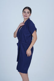 AXTZH Effortless and Sexy Towel Nightwear for Women with Adjustable Tie and Relaxed Fit XBROBEPRCOT-NAVY