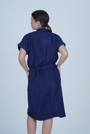 AXTZH Effortless and Sexy Towel Nightwear for Women with Adjustable Tie and Relaxed Fit XBROBEPRCOT-NAVY