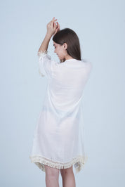 AXTZH  Lightweight Resort Cover-Up Featuring Crochet Detailing and Breezy Fit X4511-IVORY-SNGA2