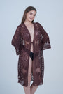 AXTZH Elegant Beachwear Cover-Up Featuring Intricate Patterns and Lightweight Drape X0808-COFFEE-SNGA2