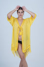 AXTZH  Relaxed-Fit Beach Kimono Featuring Handcrafted Detailing and Free-Flowing Finish X0114-CORNSILK-SNGA2