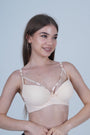 AXTZH Strappy Plunge Bra with Underwire Support and Statement Front Detailing AB2802-PSKIN-DP201