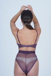 BELLAGIO Women’s One-Piece Bodysuit with Delicate Lace and Structured Fit for Alluring Style BB6666-WINE-BS1P