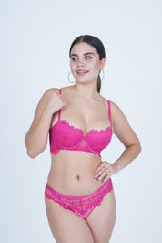 BELLAGIO Stylish Lace Panty Paired with Matching Bra for Women – Comfort Meets Allure BP5357-FUCHSIA