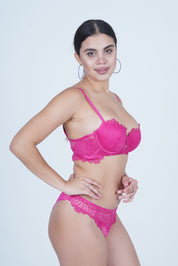 BELLAGIO Stylish Lace Panty Paired with Matching Bra for Women – Comfort Meets Allure BP5357-FUCHSIA