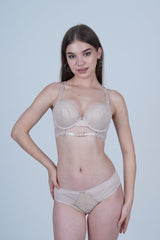 AXTZH Women’s Stylish Sexy Bra Designed with Underwire Support and Lace Charm AB7202-NUDE-DN202