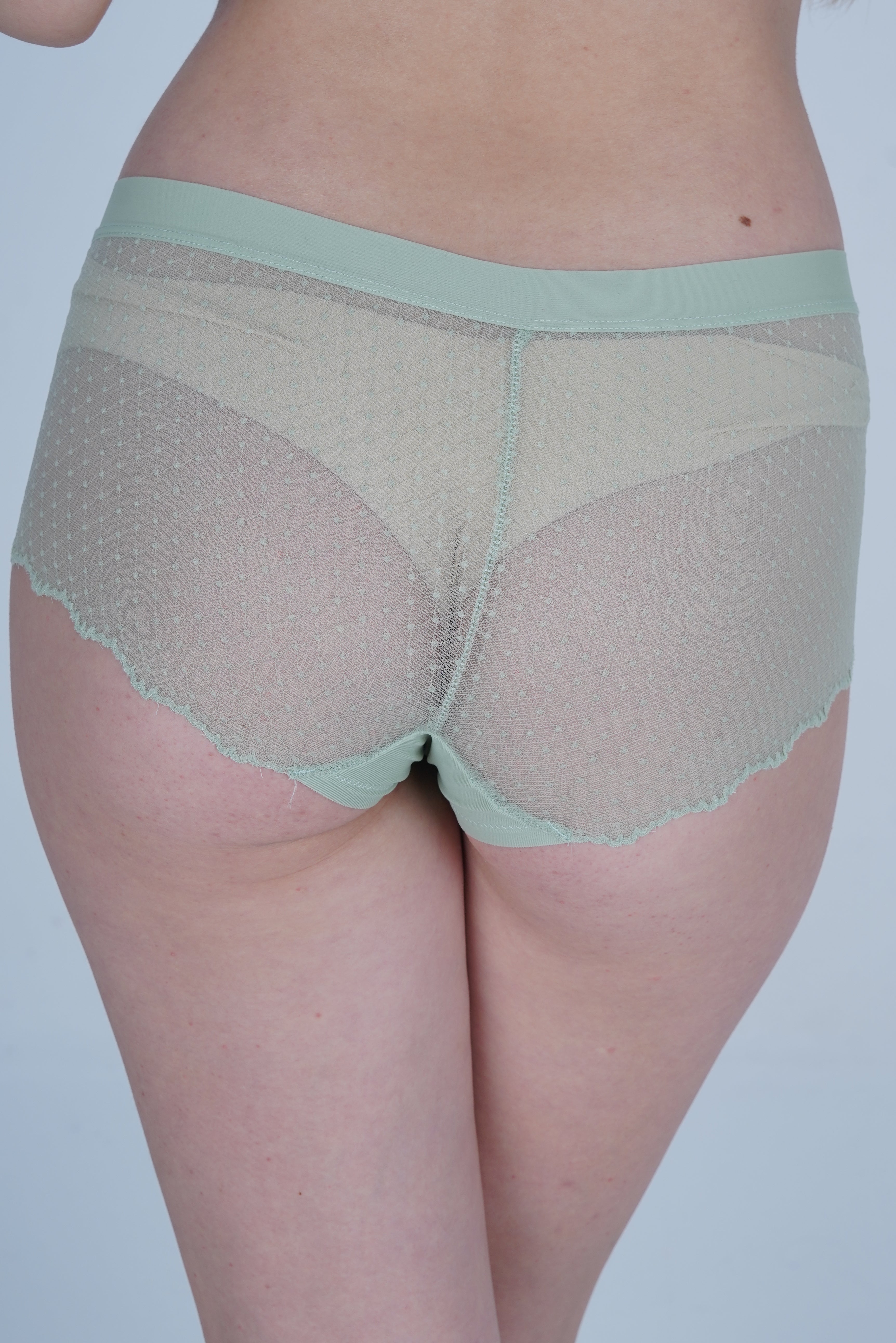 AXTZH Women’s Sexy Mid-Rise Brief with Soft Fabric and Delicate Scalloped Edges XPTYFNE6524IO-TGREEN