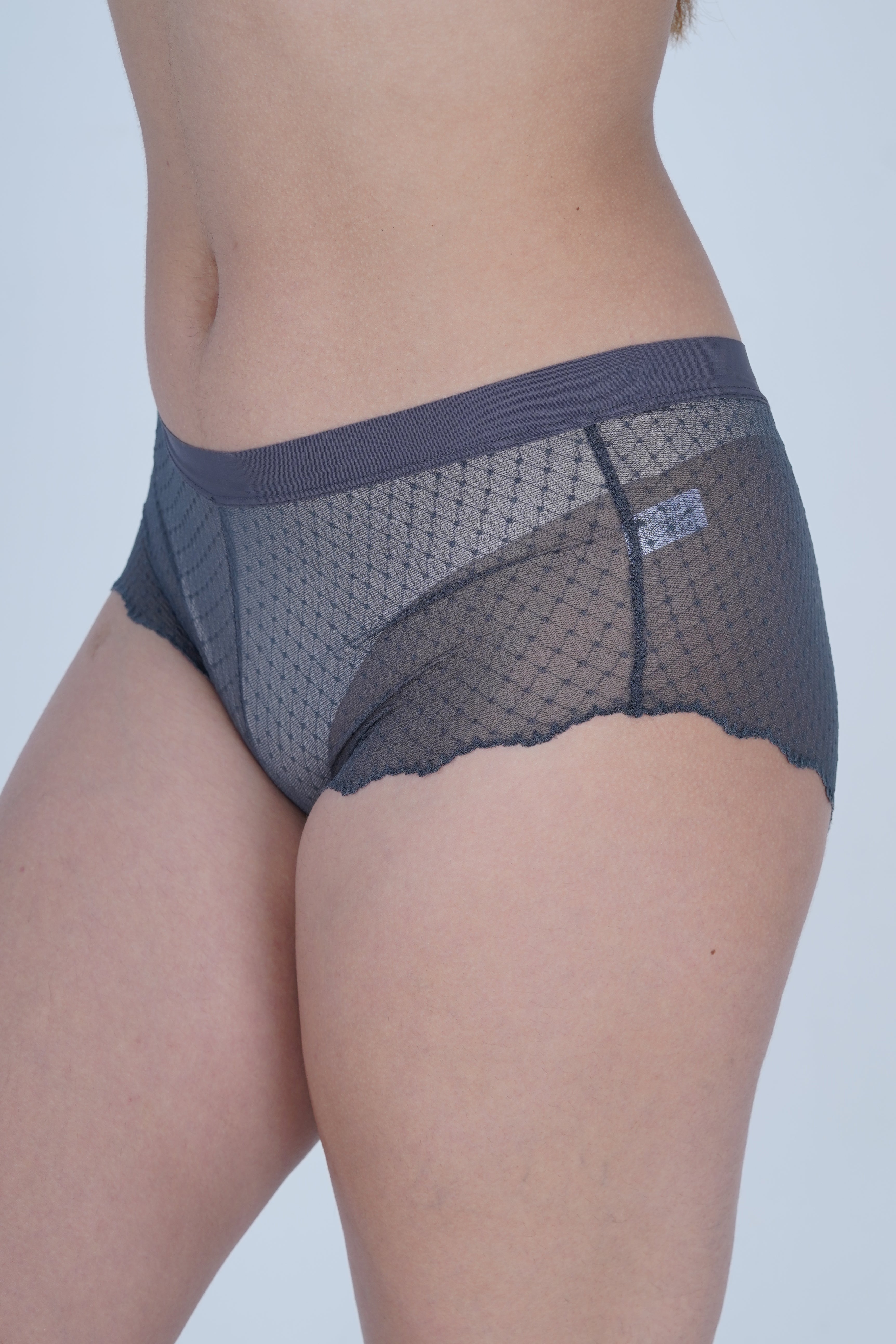 AXTZH Women’s Sexy Mid-Rise Brief with Soft Fabric and Delicate Scalloped Edges XPTYFNE6524IO-GRAPHITE