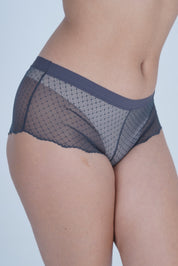 AXTZH Women’s Sexy Mid-Rise Brief with Soft Fabric and Delicate Scalloped Edges XPTYFNE6524IO-GRAPHITE