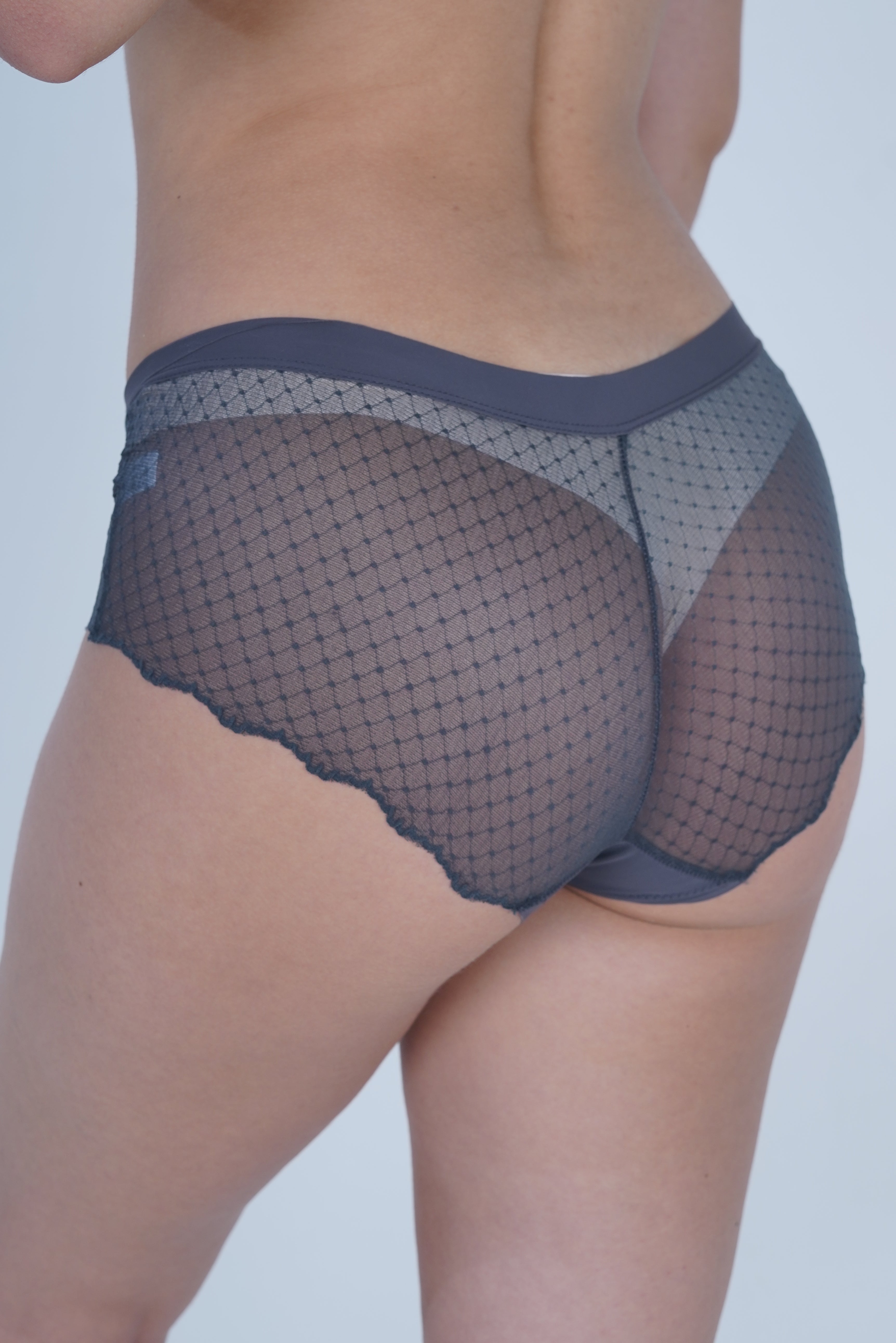 AXTZH Women’s Sexy Mid-Rise Brief with Soft Fabric and Delicate Scalloped Edges XPTYFNE6524IO-GRAPHITE
