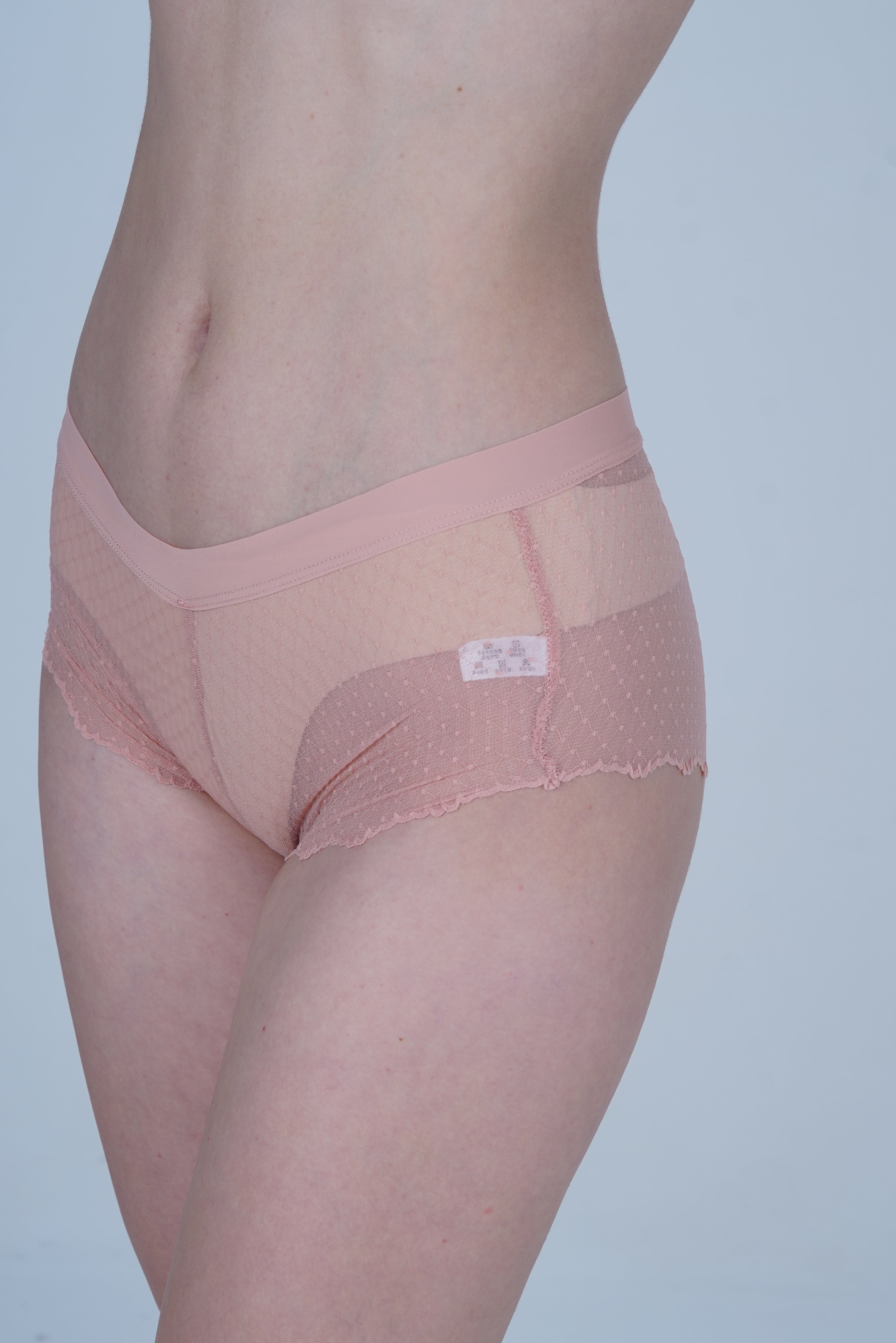 AXTZH Women’s Sexy Mid-Rise Brief with Soft Fabric and Delicate Scalloped Edges XPTYFNE6524IO-PEACH