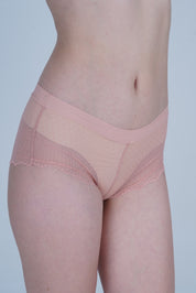 AXTZH Women’s Sexy Mid-Rise Brief with Soft Fabric and Delicate Scalloped Edges XPTYFNE6524IO-PEACH
