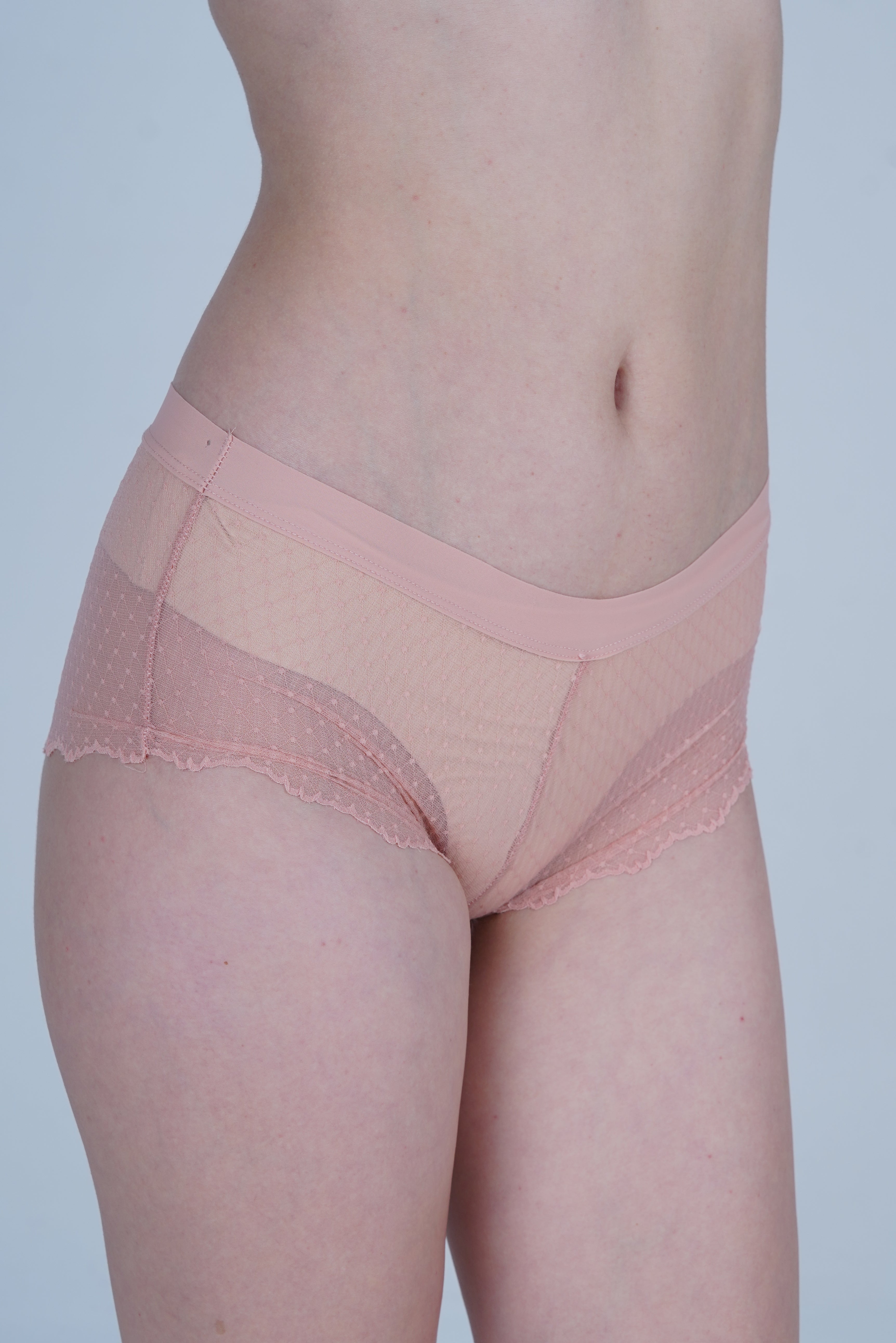 AXTZH Women’s Sexy Mid-Rise Brief with Soft Fabric and Delicate Scalloped Edges XPTYFNE6524IO-PEACH