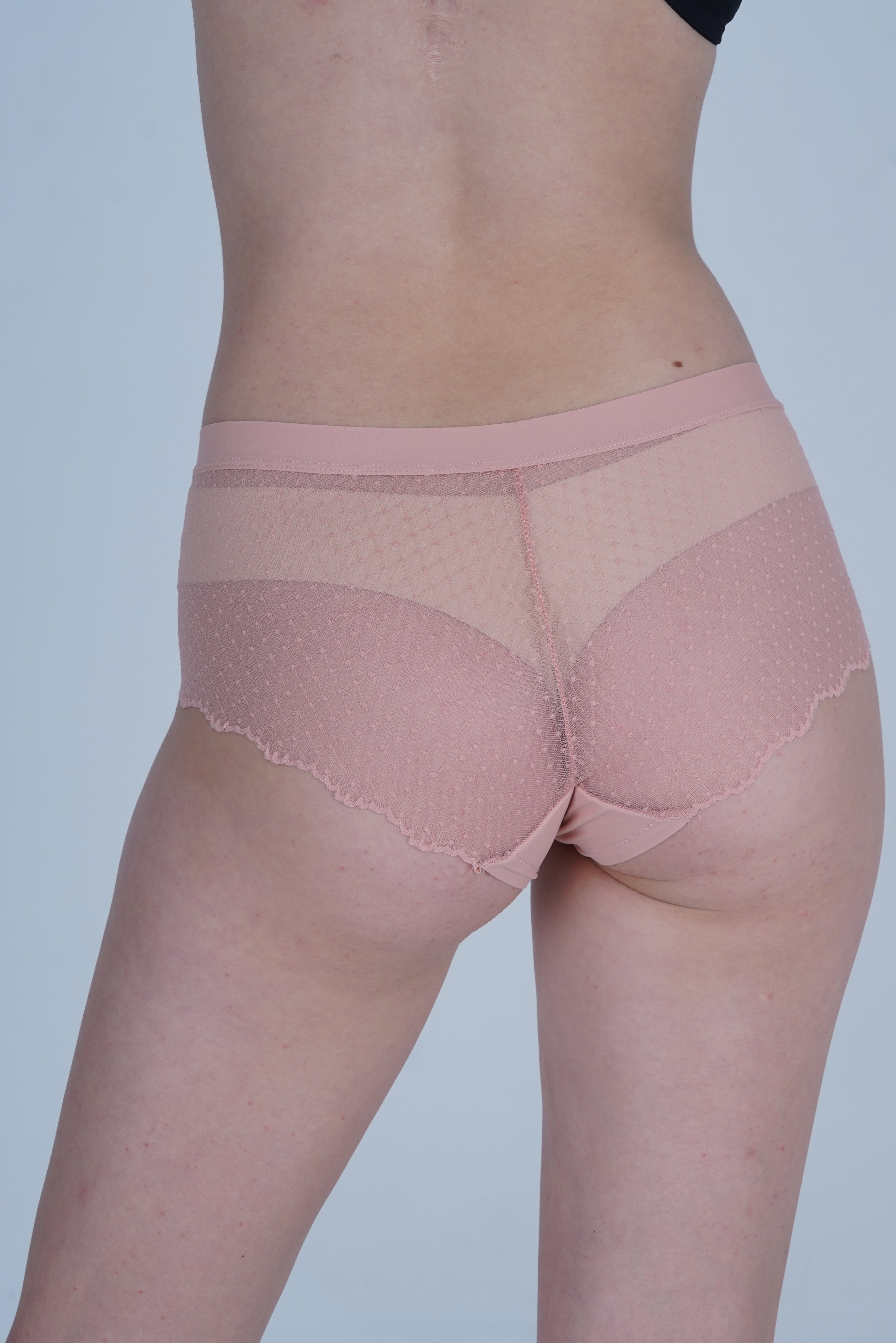 AXTZH Women’s Sexy Mid-Rise Brief with Soft Fabric and Delicate Scalloped Edges XPTYFNE6524IO-PEACH