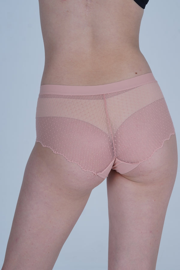 AXTZH Women’s Sexy Mid-Rise Brief with Soft Fabric and Delicate Scalloped Edges XPTYFNE6524IO-PEACH