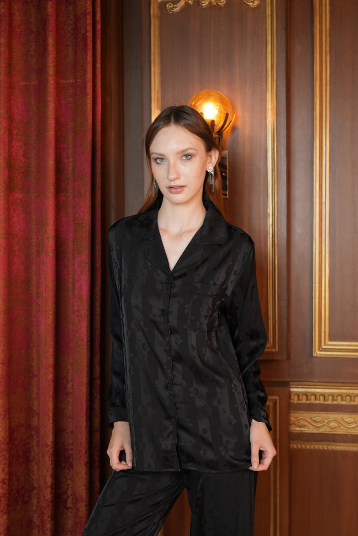 AXTZH 2-Piece Soft Nightwear Pajama Set NW X2215-BLACK-WC2S