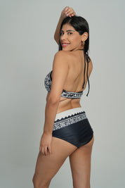 AXTZH 3-Piece Printed Bikini Set with Skirt SWIM WEAR X0357-BLKPR-2PB