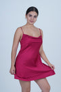 AXTZH Silky Cowl-Neck Nightwear X0502-SCARLET-F1S