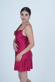 AXTZH Silky Cowl-Neck Nightwear X0502-SCARLET-F1S