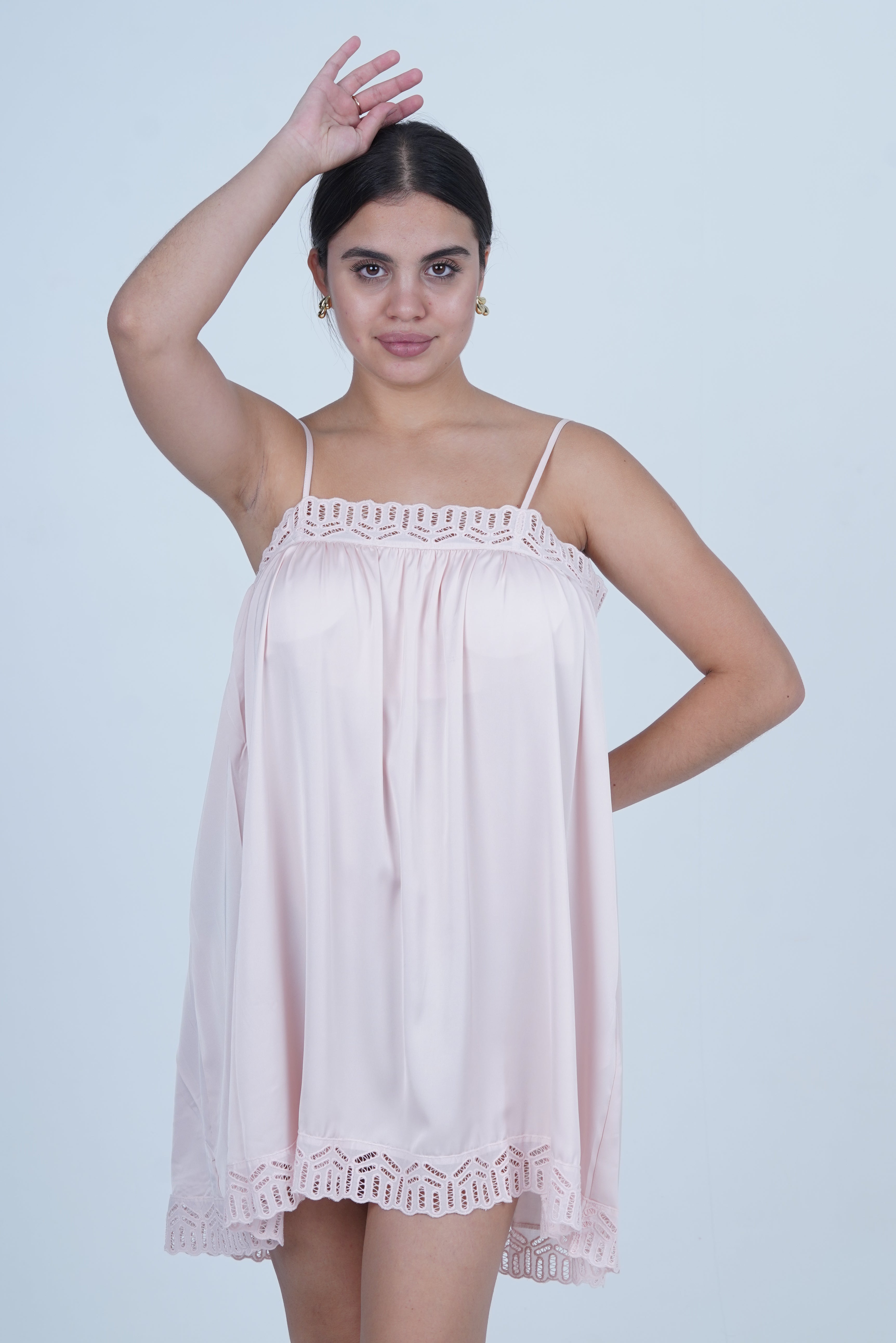 AXTZH Women’s Nightwear Slip Dress with Delicate Spaghetti Straps and Feminine Detailing X5907-BLUSH-F1S