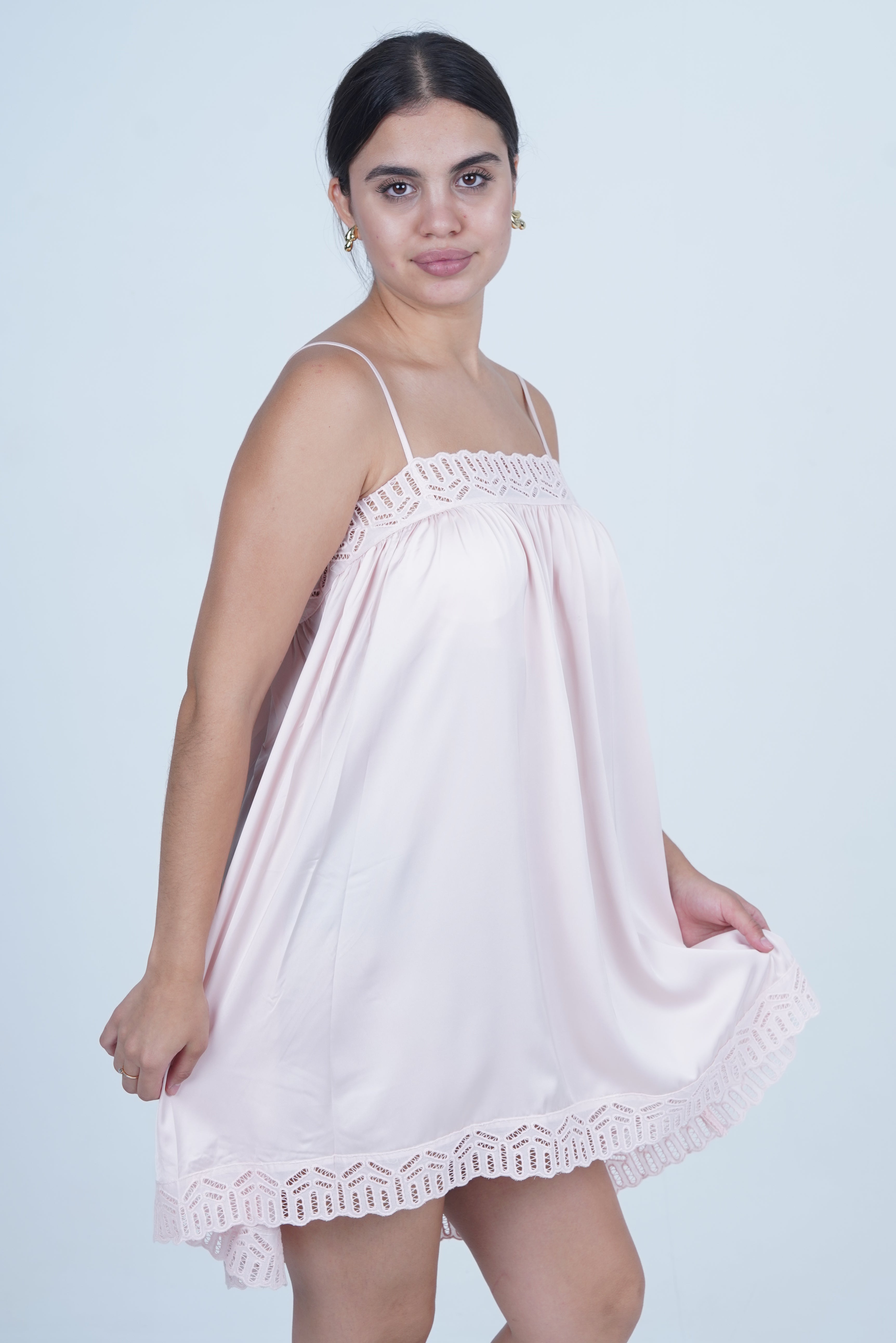 AXTZH Women’s Nightwear Slip Dress with Delicate Spaghetti Straps and Feminine Detailing X5907-BLUSH-F1S