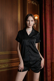 ANGELS Satin Boxer Nightwear Set FASHION NW AG2214-BLACK-A2S