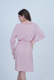 AXTZH Luxurious 1-Piece Sexy Nightwear with Soft Fabric and Feathered Trims for Women X8806-BLUSH-H1L