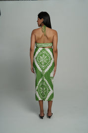 AXTZH 3-Piece Printed Bikini Set with Skirt SWIM WEAR X0357-GREPR-2PB