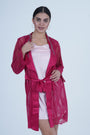 AXTZH Stylish Nightwear Set for Women with Delicate Inner Dress and Matching Lace Cover-Up X0115-SCARLET-F11S