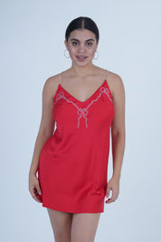 AXTZH Women’s Luxurious Nightwear Set with Soft Satin Dress and Relaxed Fit Robe X0015-CRIMSON-F11S